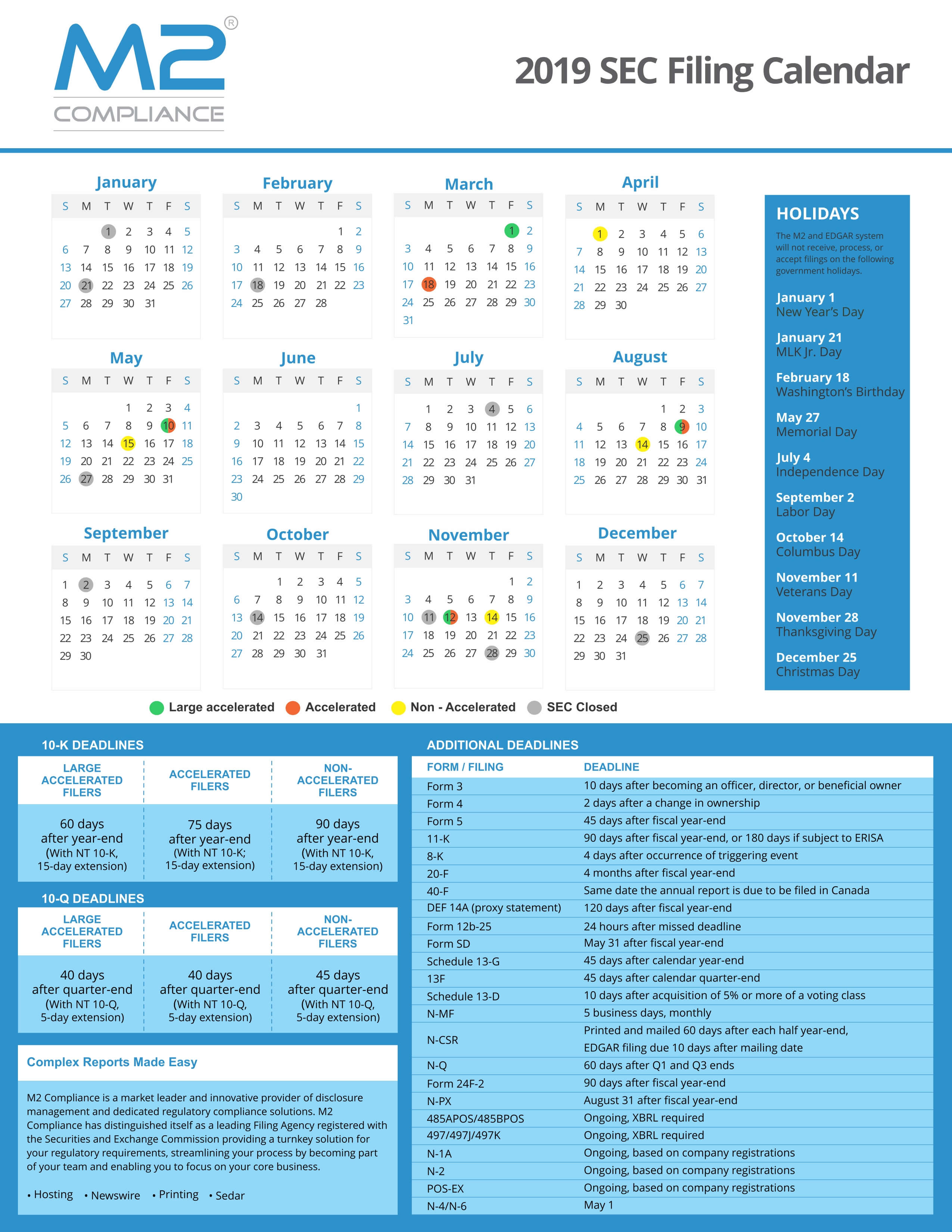 Filing Calendar calendar
